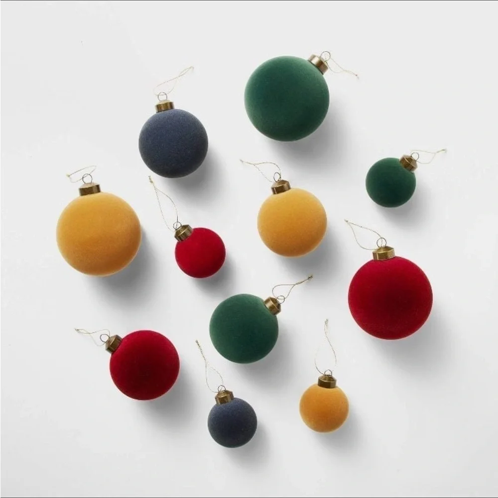 Set of 11 Velvet Christmas Ornaments - Threshold with Studio McGee